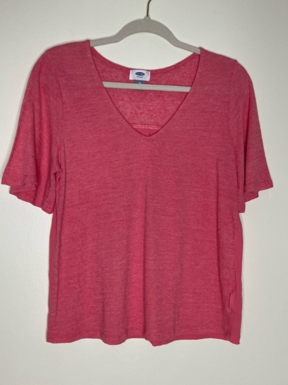 Old Navy pink flutter sleeve linen top XS